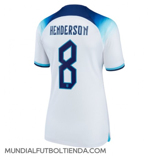 Camiseta Inglaterra Jordan Henderson #8 Primera Equipación Replica Mundial 2022 para mujer mangas cortas